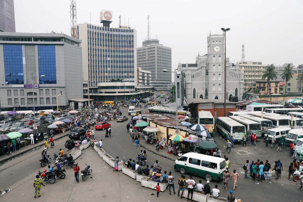 A view of the central business district in Lagos in March 2020.
