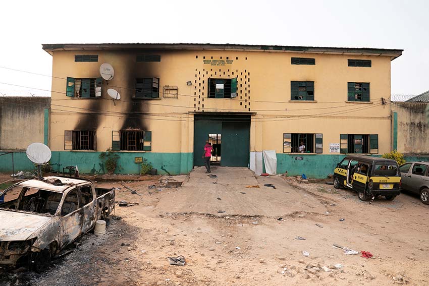 The Nigerian Correctional Services prison in the city of Owerri that was attacked by gunmen who freed more than 1,800 inmates.