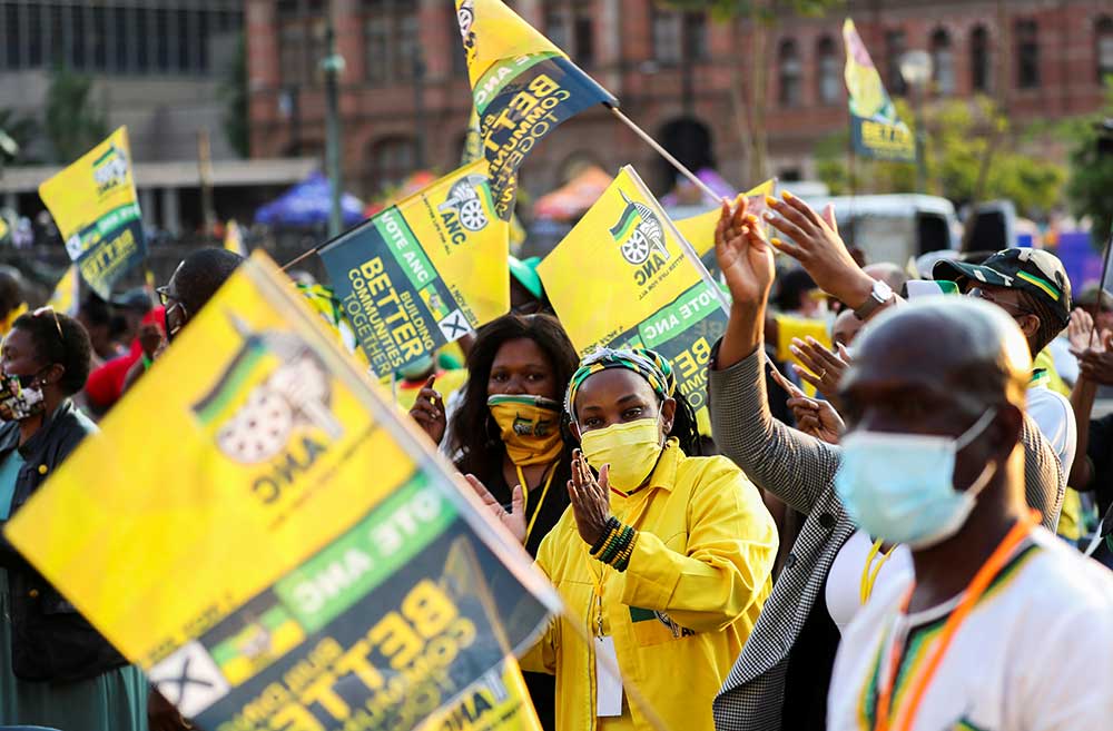 Supporters of the African National Congress rally in the streets before South Africa’s November 1 local elections — the first since the end of apartheid where the party won less than 50% of the vote.