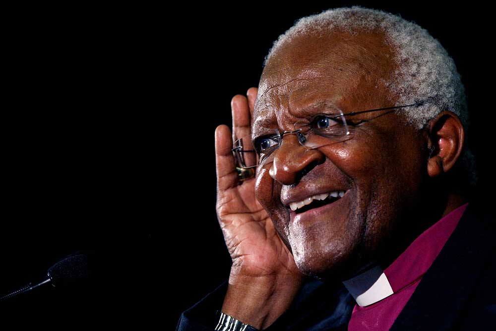 Archbishop Desmond Tutu at an event in December 2008 marking the 60th anniversary of the signing of the UN’s Universal Declaration of Human Rights. “The deepest challenges of discrimination, oppression, injustice, ignorance, exploitation, and poverty cannot be addressed through the law or policy alone,” he and former Ireland President Mary Robinson wrote. “We need effective institutions of government.”