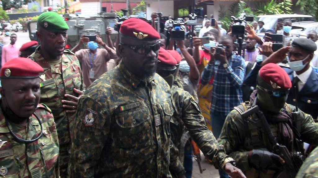 Special forces commander Mamady Doumbouya, leader of the coup that ousted President Conde. The coup came 11 months after Conde, who’d suppressed protests against his elimination of term limits, was re-elected to a third term.