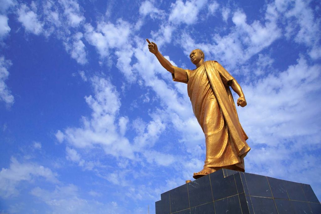 A statue of Ghana’s first president, Kwame Nkrumah, at his memorial park in Accra. His pan-African vision of independence extended far beyond Ghana’s borders: He believed Africa would never be free from colonialism, would never control its own development and resources, until it united its economies.