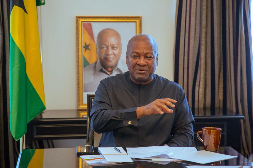 UNICEF estimates that more than half of Ghanaians don’t have access to safe drinking water. Mahama says his government will change that: It’s aiming to supply clean water to all Ghanaians by 2028, beginning with a project for 65,000 people in Oti Region. In education, he says, the Free Senior High School program continues to benefit over 1.2 million students, and in the past year, “we have not recorded a single instance of food shortages,” which has been a major problem previously. 