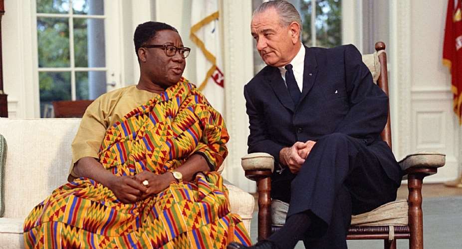 Ghanaian General J.A. Ankrah and President Johnson at the White House. U.S. foreign-policy officials had selected Ankrah as the man to replace Nkrumah more than two years before the actual coup took place.