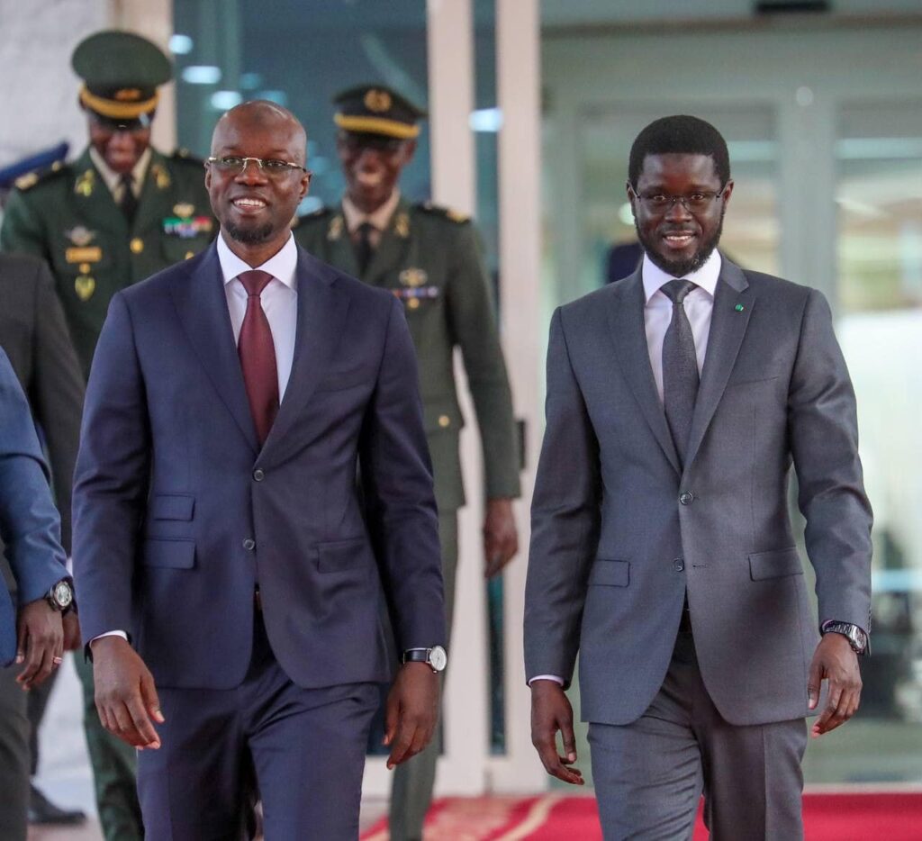 Senegalese President Bassirou Diomaye Faye, right, and Ousmane Sonko, elected National Assembly Speaker after Faye ousted him as prime minister. One of the reasons for their split has been how to address the country’s debt crisis. Former President Macky Sall’s administration hid US$13 billion in debt, resulting in a debt-to-GDP ratio of 132%. Faye has been negotiating for months for an International Monetary Fund program, but Sonko has opposed any such restructuring, saying it would violate the country’s sovereignty.