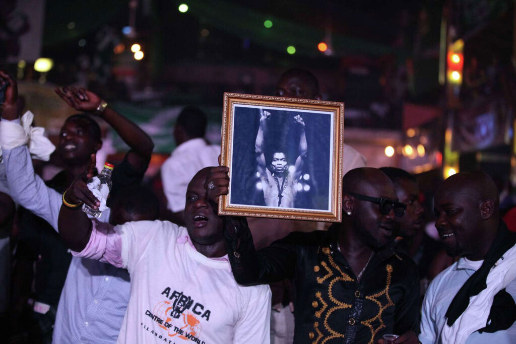 Afrobeat fans at the New Afrika Shrine in Lagos, a cultural center and live-music venue opened in 2000 by two of Fela’s children.