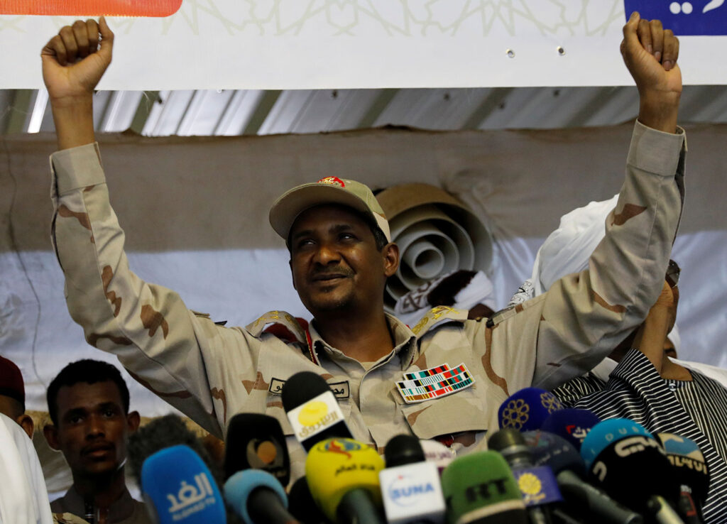 RSF leader Mohamed Hamdan Dagalo, commonly known as Hemedti. The RSF achieved full control of Darfur in the west when it captured the city of El Fasher in October 2025, killing thousands of civilians as it overran the city.
