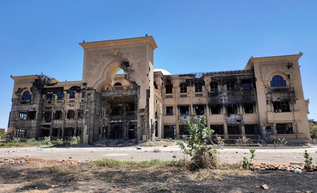 The Presidential Palace in Khartoum, taken by the RSF early in the war and heavily damaged in fighting before the Sudanese army recaptured it in March last year.