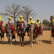 Horsemen are seen during the traditional wedding ceremony. Horsemen are seen during the traditional wedding ceremony.