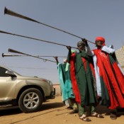 People play the “kakaki” during the traditional wedding ceremony. People play the “kakaki” during the traditional wedding ceremony.