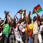 Burkina Faso coup supporters gather on January 25 Burkina Faso coup supporters gather on January 25
