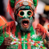 Côte d'Ivoire supporters cheer the Elephants upsetting defending African champion Algeria 3-1 in Douala Stadium on January 20. Côte d'Ivoire supporters cheer the Elephants upsetting defending African champion Algeria 3-1 in Douala Stadium on January 20.