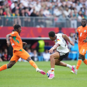 Cote d'Ivoire’s rising star Yan Diomande and German midfielder Felix Nmecha vie for the ball during their Group E match in Toronto, Canada June 20. Germany came from behind to win 2-1 on two late goals by substitute Deniz Undav. Cote d'Ivoire’s rising star Yan Diomande and German midfielder Felix Nmecha vie for the ball during their Group E match in Toronto, Canada June 20. Germany came from behind to win 2-1 on two late goals by substitute Deniz Undav.